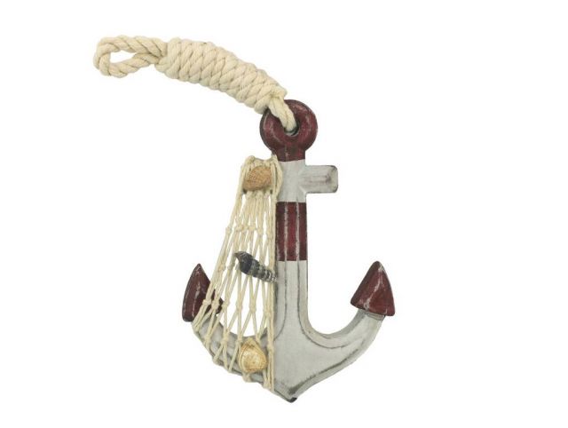 Picture of Handcrafted Model Ships Anchor-302 6 in. Wooden Rustic Decorative Anchor - White