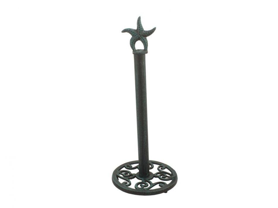 Picture of Handcrafted Model Ships K-1414A-seaworn-Toilet 15 in. Rustic Seaworn Blue Cast Iron Starfish Extra Toilet Paper Stand