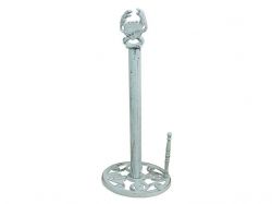Picture of Handcrafted Model Ships K-9202-w 16 in. Whitewashed Cast Iron Crab Paper Towel Holder - White