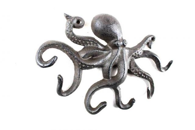 11 in. Octopus with Tentacle Hooks, Chrome