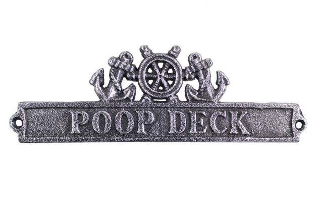 Picture of Handcrafted Model Ships MC-2264-BR 12 in. Poop Deck Sign with Ship Wheel & Anchors&#44; Brass