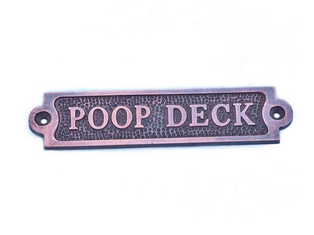 Picture of Handcrafted Model Ships MC-2256-AC 8 in. Poop Deck Oval Sign with Anchor&#44; Antique Copper
