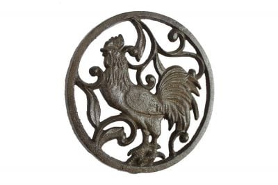 Picture of Handcrafted Model Ships K-0239-Cast-Iron 8 in. Cast Iron Rooster Trivet