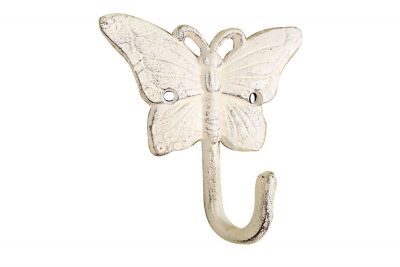 6 in. Whitewashed Cast Iron Butterfly Hook