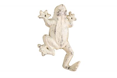 6 in. Whitewashed Cast Iron Frog Hook