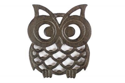 Picture of Handcrafted Model Ships K-0758-Cast-Iron 8 in. Cast Iron Owl Trivet