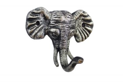 5 in. Rustic Silver Cast Iron Elephant Hook