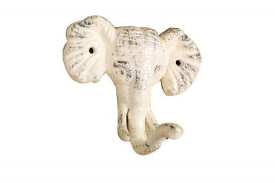 5 in. Whitewashed Cast Iron Elephant Hook