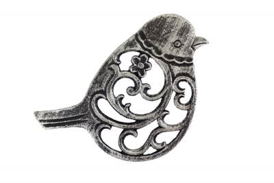 Picture of Handcrafted Model Ships K-0900-Silver 8 in. Rustic Silver Cast Iron Bird Trivet