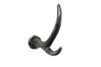 5 in. Rustic Silver Cast Iron Antler Hook