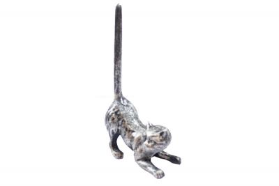 Picture of Handcrafted Model Ships K-1331-Silver-Toilet 10 in. Rustic Silver Cast Iron Cat Extra Toilet Paper Stand