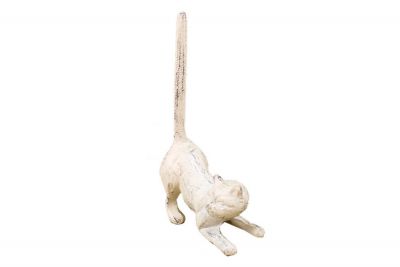 Picture of Handcrafted Model Ships K-1331-W-Toilet 10 in. Whitewashed Cast Iron Cat Extra Toilet Paper Stand