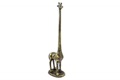 Picture of Handcrafted Model Ships K-1623-Gold 19 in. Rustic Gold Cast Iron Giraffe Paper Towel Holder