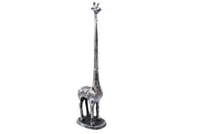 Picture of Handcrafted Model Ships K-1623-Silver-Toilet 19 in. Rustic Silver Cast Iron Giraffe Extra Toilet Paper Stand