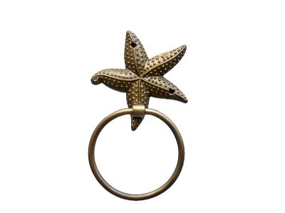 Picture of Handcrafted Model Ships TWH-112-AN 9 in. Antique Brass Starfish Towel Holder