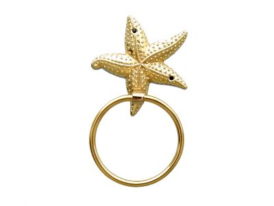 Picture of Handcrafted Model Ships TWH-112-BR 9 in. Gold Starfish Towel Holder