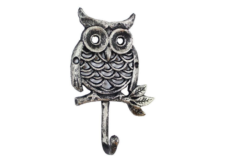 Picture of Handcrafted Model Ships K-0613-Silver 6 in. Cast Iron Owl Hook&#44; Rustic Silver