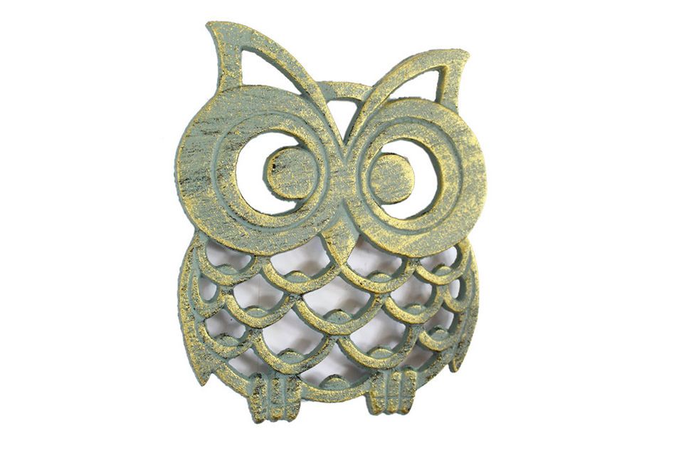 8 in. Cast Iron Owl Trivet, Antique Seaworn Bronze