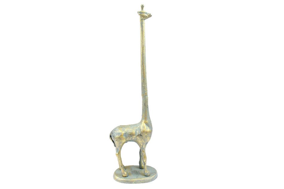 Picture of Handcrafted Model Ships K-1623-Bronze-Toilet 19 in. Cast Iron Giraffe Extra Toilet Paper Stand&#44; Antique Seaworn Bronze
