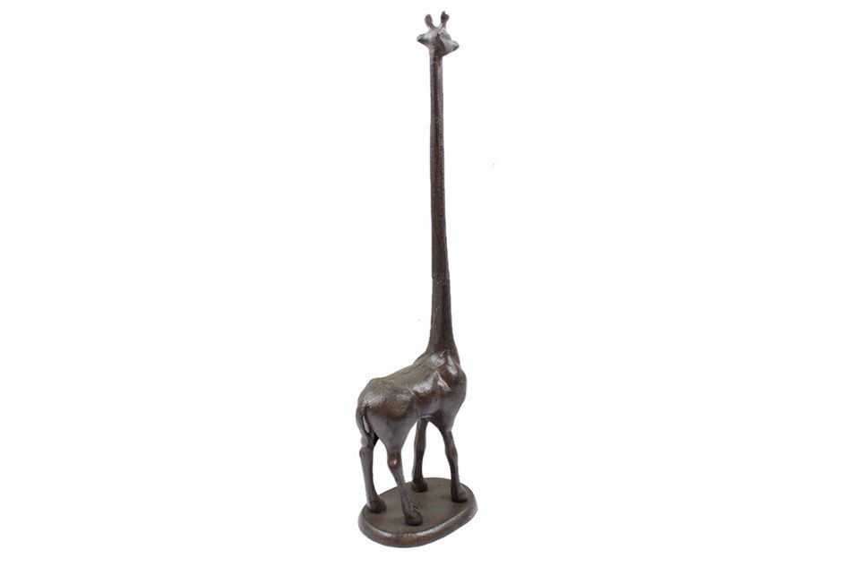 19 in. Cast Iron Giraffe Paper Towel Holder, Black