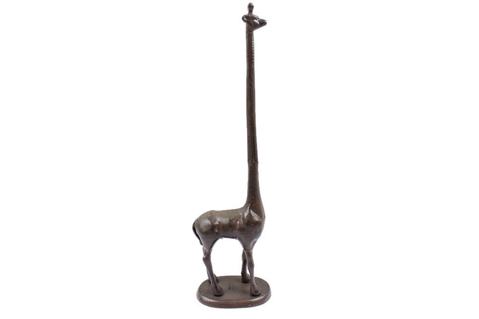 19 in. Cast Iron Giraffe Extra Toilet Paper Stand, Black