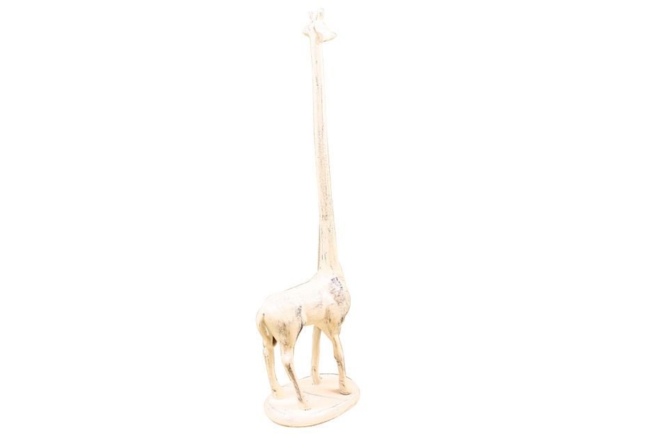 Picture of Handcrafted Model Ships K-1623-W 19 in. Whitewashed Cast Iron Giraffe Paper Towel Holder&#44; White