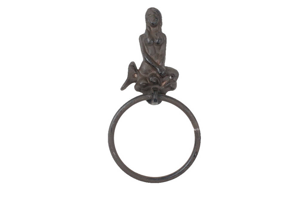 Cast Iron Mermaid Towel Holder, 8.5 in.