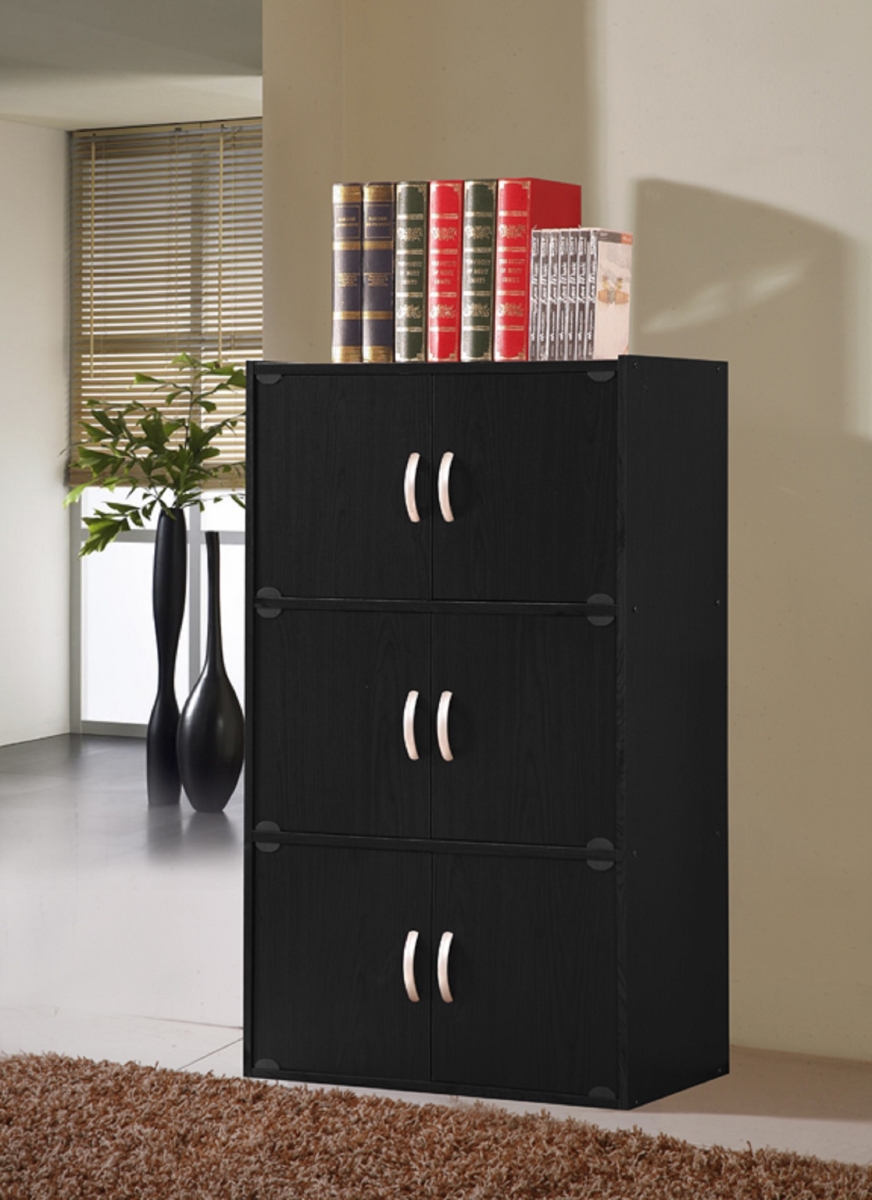 6 Door Storage Cabinet, Black