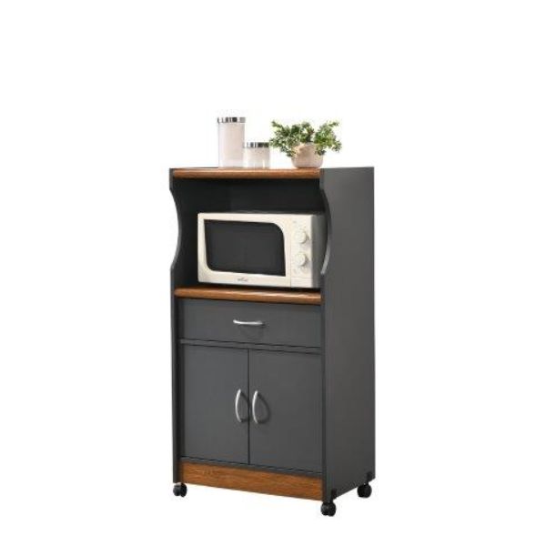 Picture of Hodedah HIK77 GREY-OAK 45.4 x 15.5 x 23.6 in. Microwave Kitchen Cart&#44; Grey & Oak