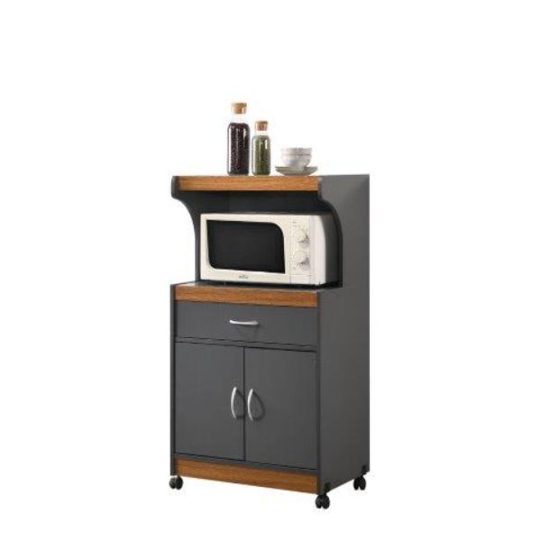 Picture of Hodedah HIK72 GREY-OAK 45.19 x 15.75 x 24 in. Microwave Kitchen Cart&#44; Grey & Oak