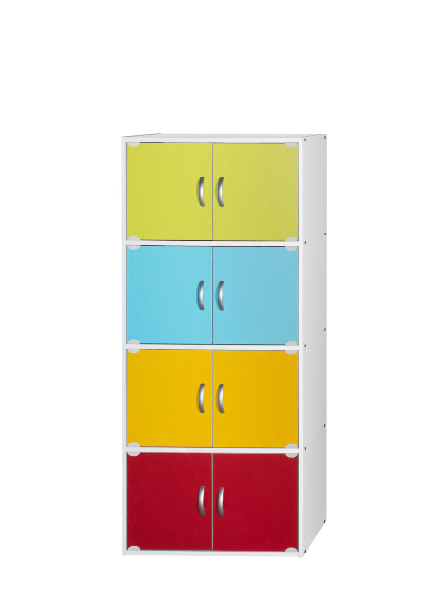 HID44 RAINBOW 54.3 x 15.5 x 23.4 in. 4-Shelf & 8-Door Bookcase Cabinet, Rainbow