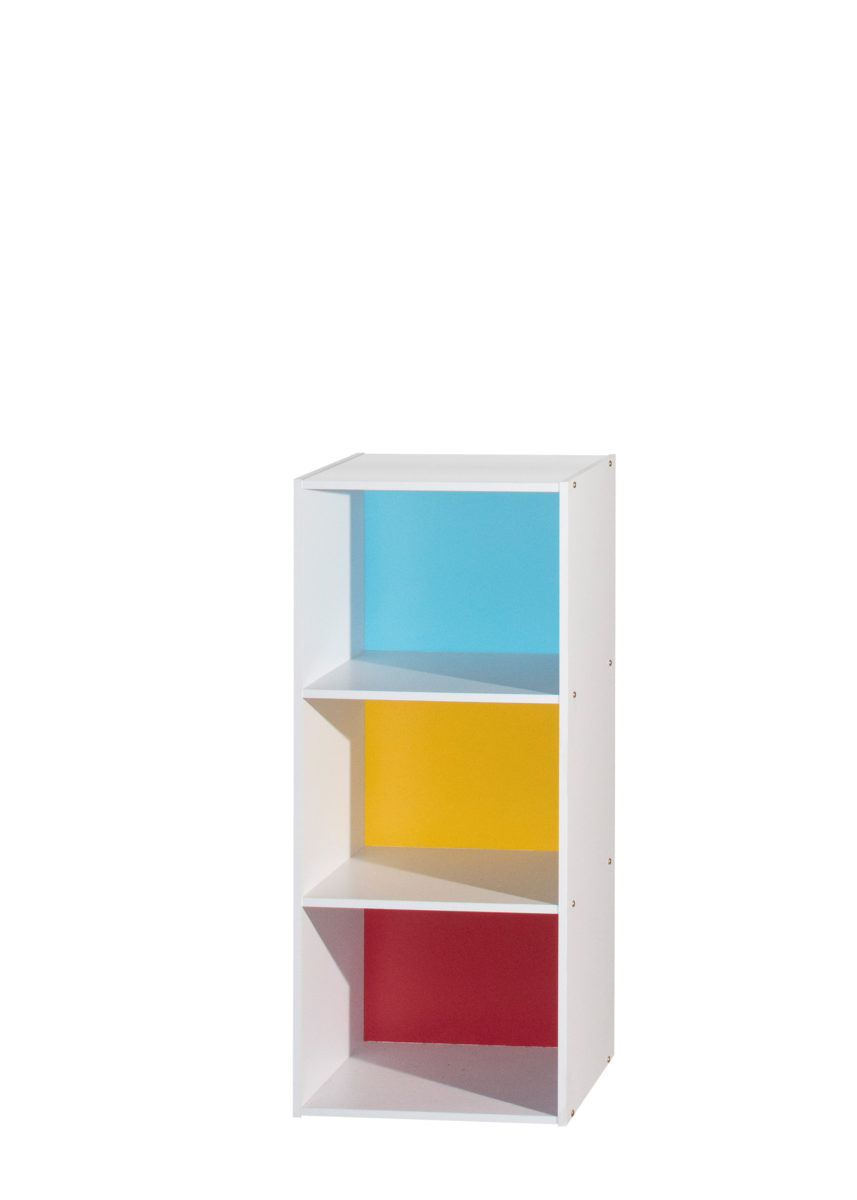 35.67 x 11.77 x 15.91 in. 3-Shelf Bookcase, Rainbow