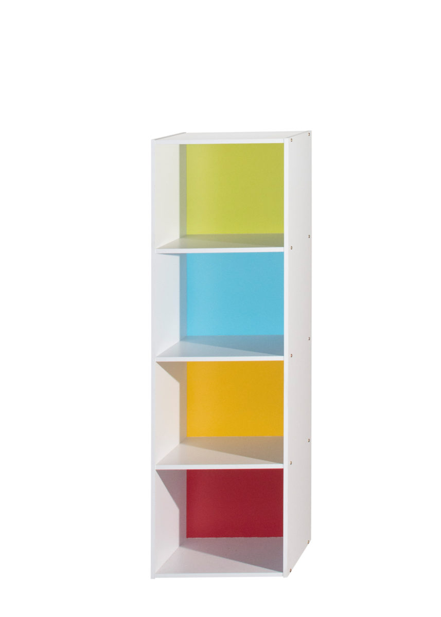 47.36 x 11.77 x 15.91 in. 4-Shelf Bookcase, Rainbow