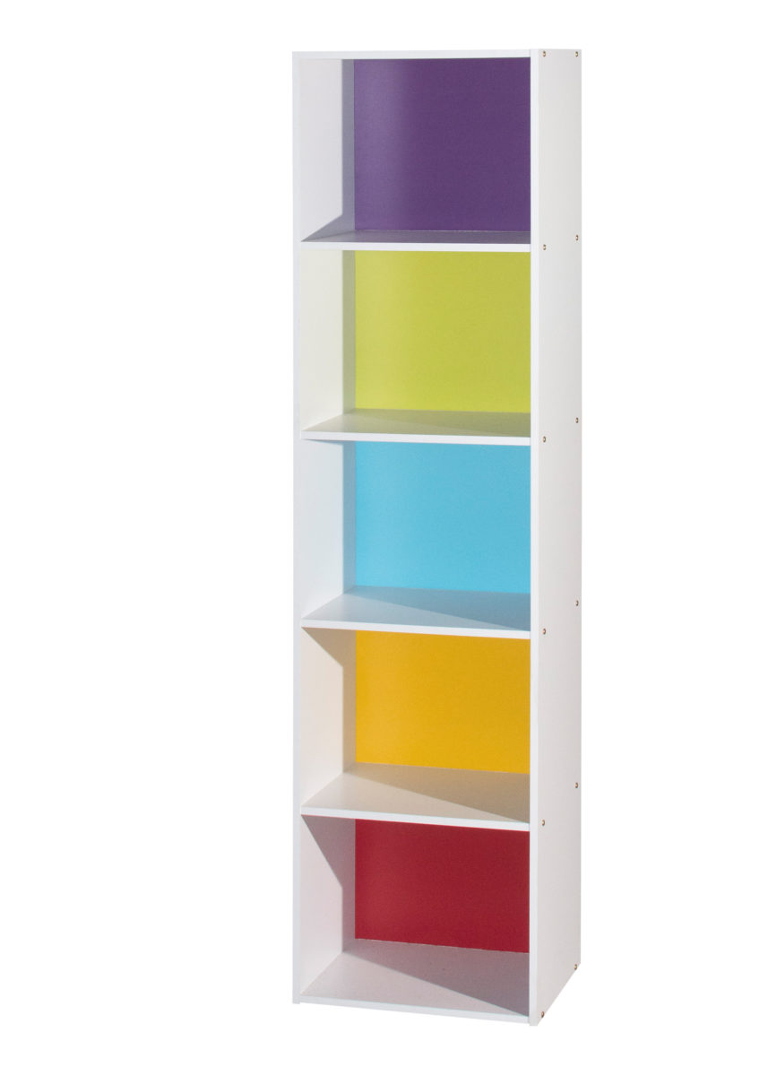 59.06 x 11.77 x 15.91 in. 5-Shelf Bookcase, Rainbow