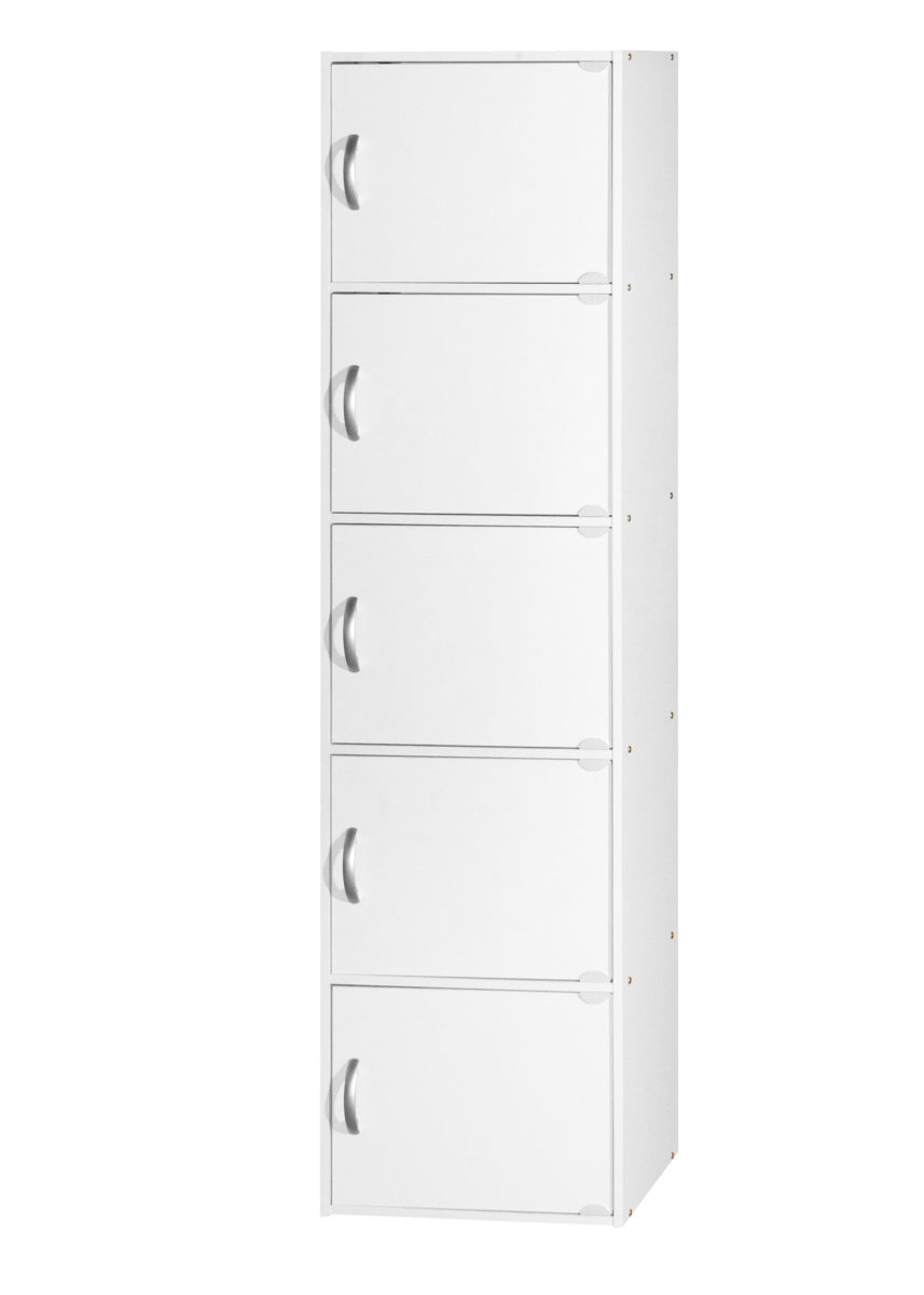 59 x 11.75 x 15.9 in. 5-Shelf & 5-Door Bookcase, White