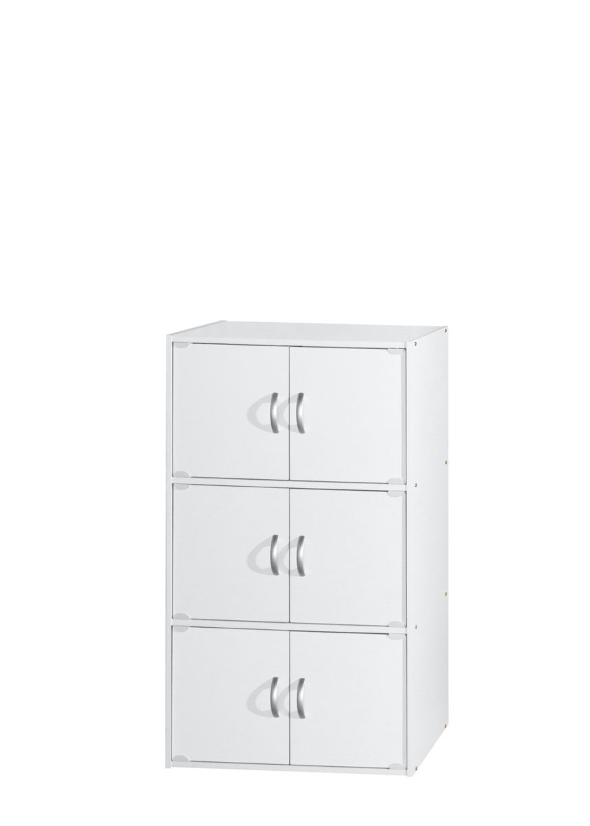 HID33 WHITE 40.8 x 15.5 x 23.3 in. 3-Shelf & 6-Door Bookcase, White