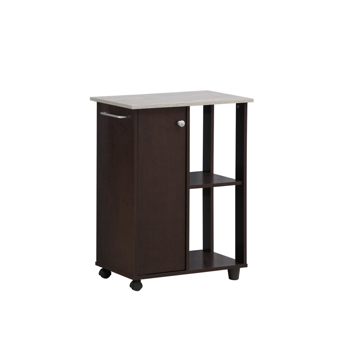 Picture of Hodedah HIK73 CHOCOLATE-GREY 23.6 in. Wide Open Shelves & Cabinet Space Kitchen Cart&#44; Chocolate & Grey