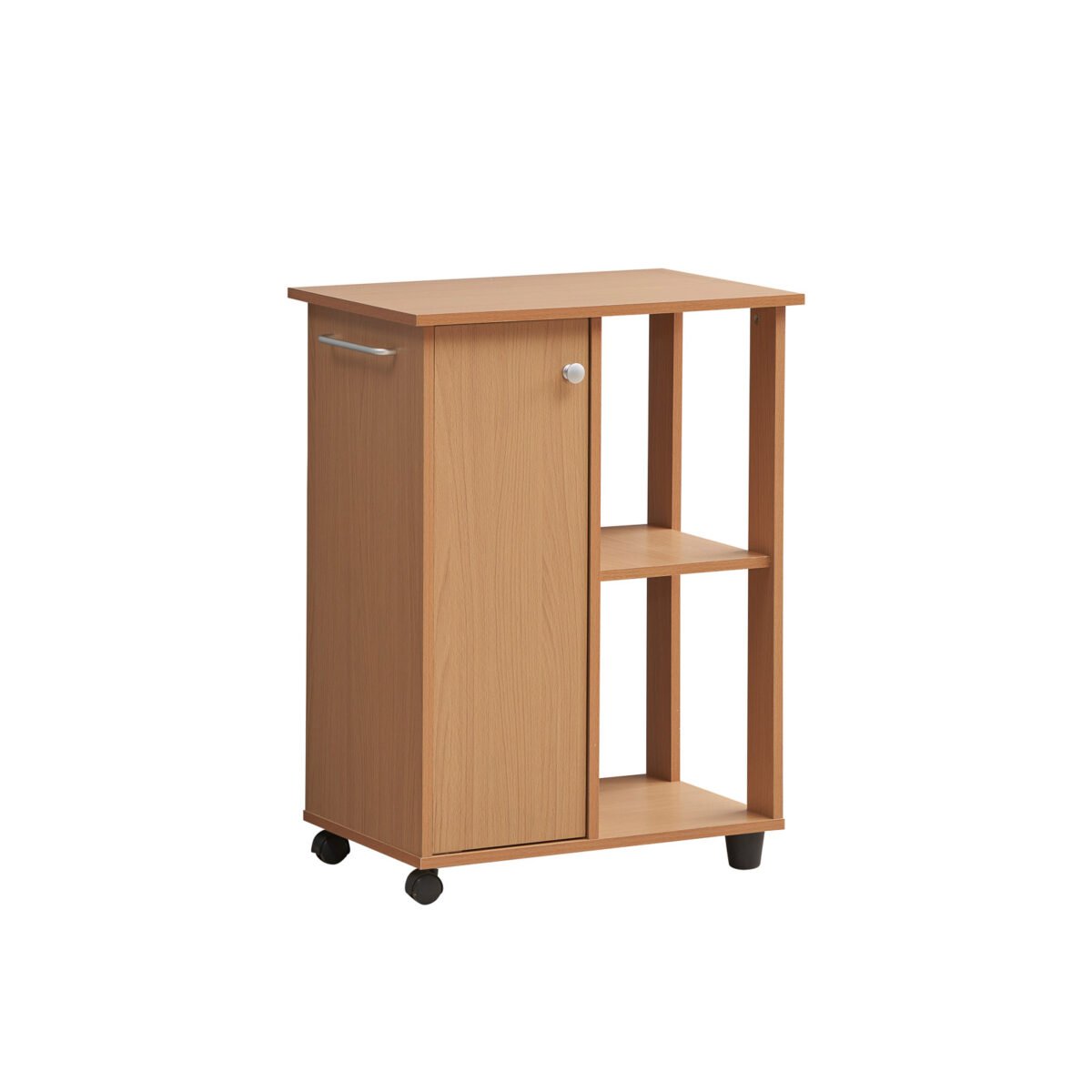 Picture of Hodedah HIK73 BEECH 23.6 in. Wide Open Shelves & Cabinet Space Kitchen Cart&#44; Beech