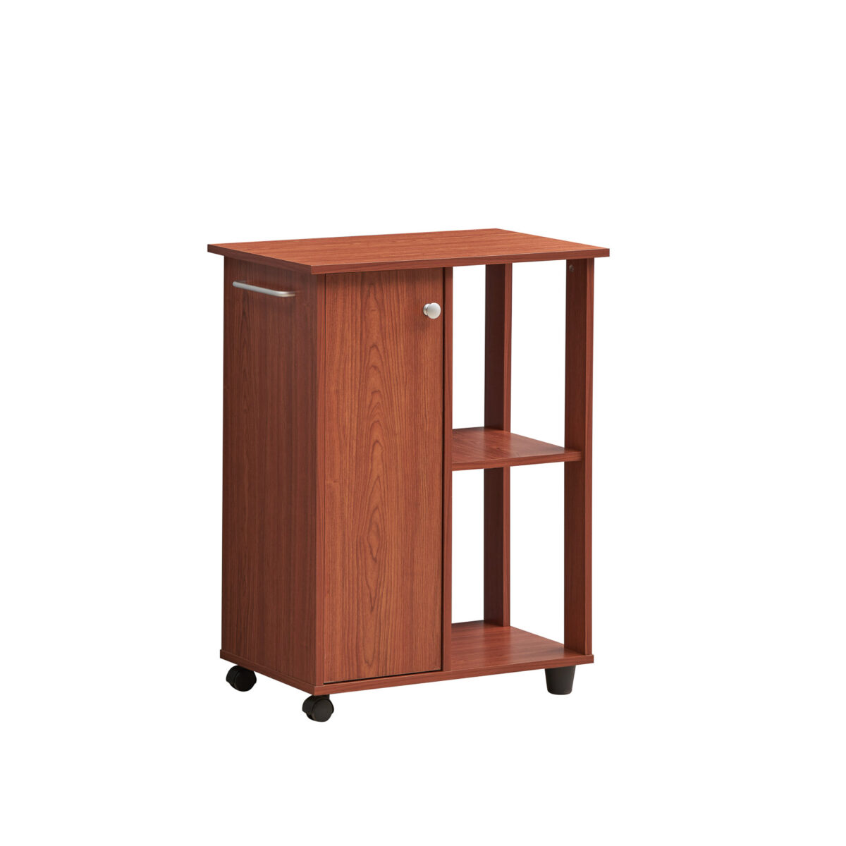 Picture of Hodedah HIK73 CHERRY 23.6 in. Wide Open Shelves & Cabinet Space Kitchen Cart&#44; Cherry