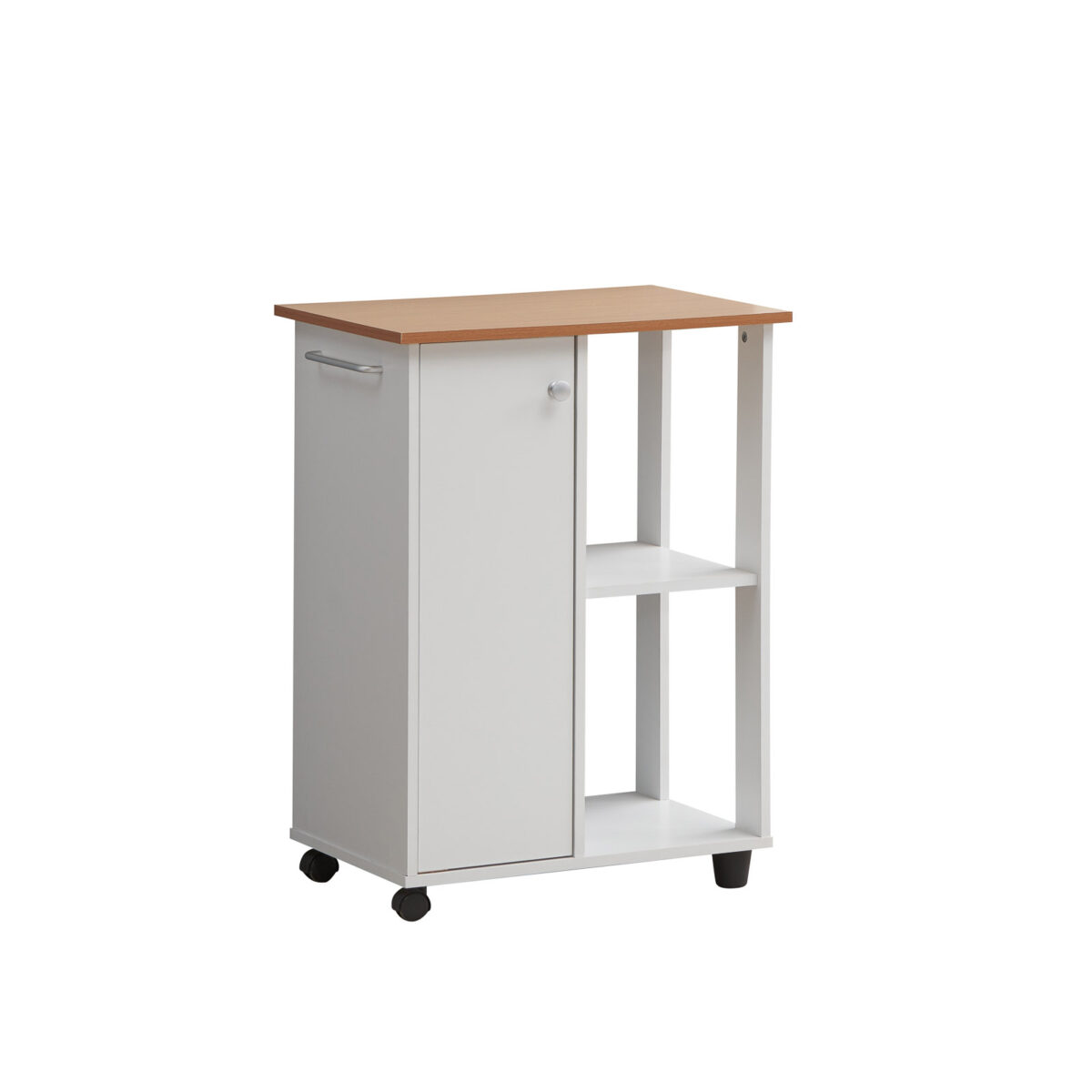 Picture of Hodedah HIK73 WHITE 23.6 in. Wide Open Shelves & Cabinet Space Kitchen Cart&#44; White