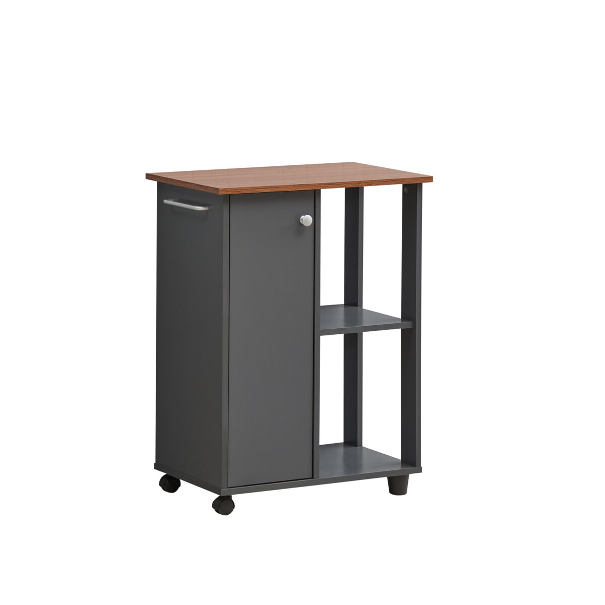 Picture of Hodedah HIK73 GREY-OAK 23.6 in. Wide Open Shelves & Cabinet Space Kitchen Cart&#44; Grey & Oak