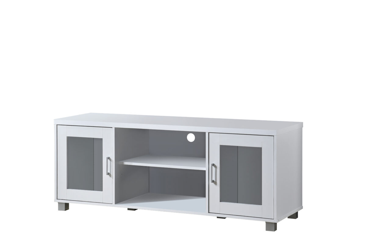 Picture of Hodedah HITV107 WHITE 21.6 x 17.1 x 57 in. Entertainment Center TV Stand&#44; White