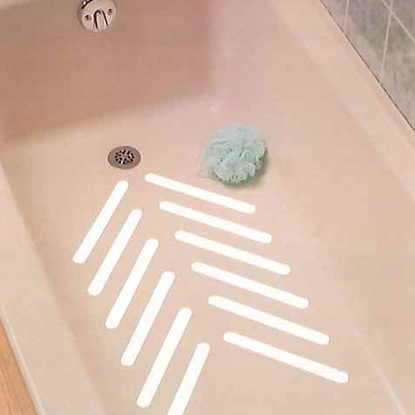 Non-Slip Bath Tread, 3/4" x 7.5" white, PK12, Adhesive, Mold and Mildew Resistant