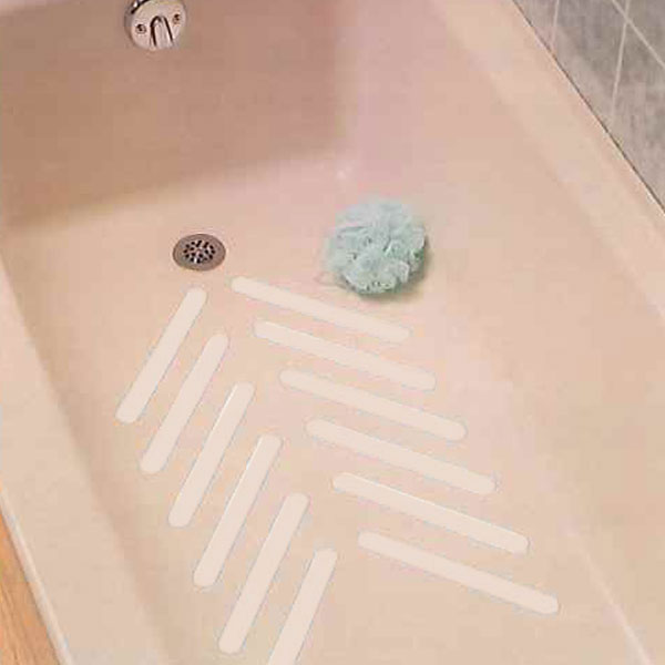 Non-Slip Bath Tread, 3/4" x 7.5" clear, PK12, Adhesive, Mold and Mildew Resistant