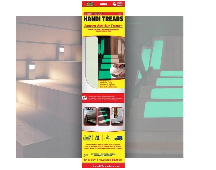 24 x 6 in. Stop-the-Slip Non-Slip Grit Treads, Glow in the Dark