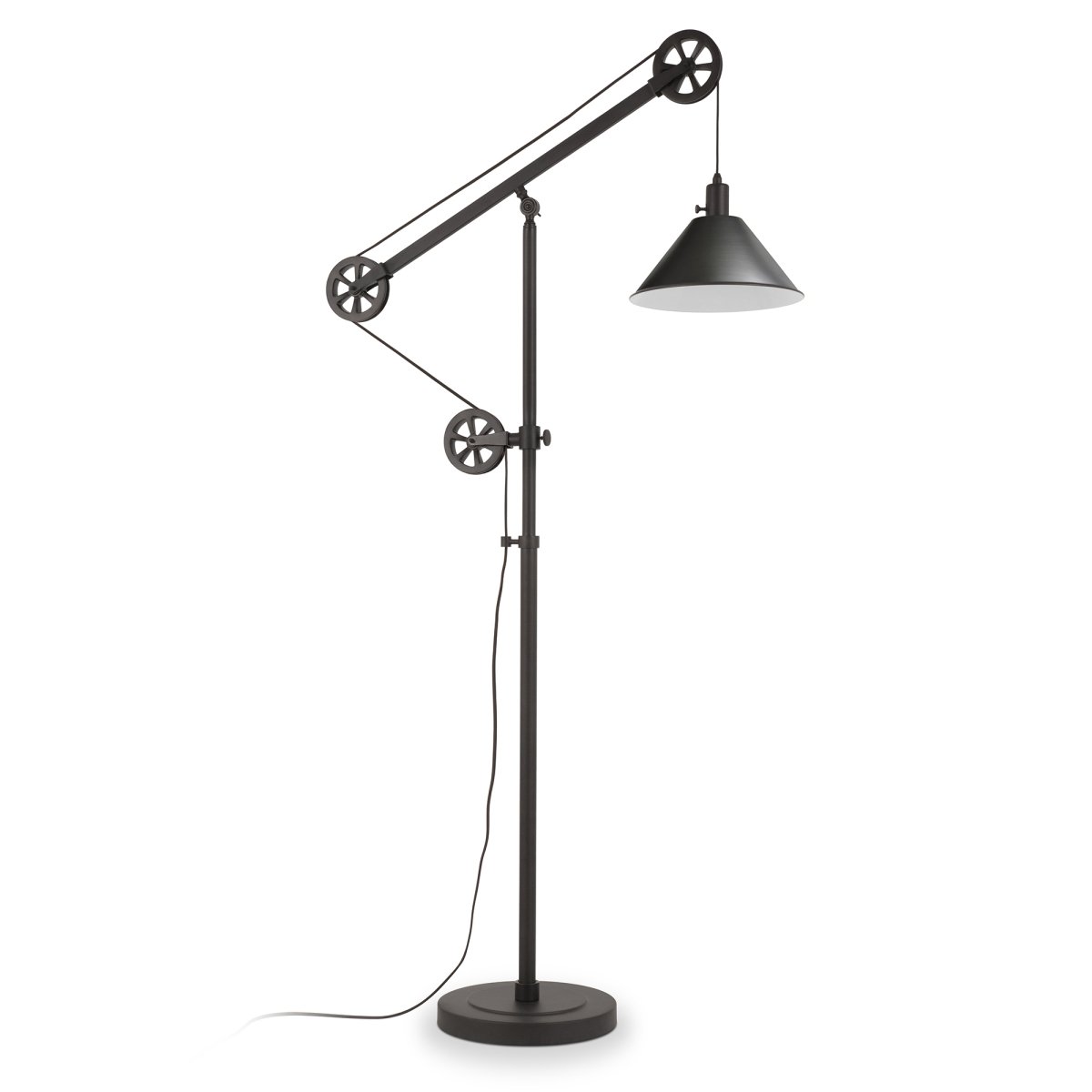 Picture of Henn &amp; Hart FL0022 Descartes Blackened Bronze Floor Lamp with Pulley System