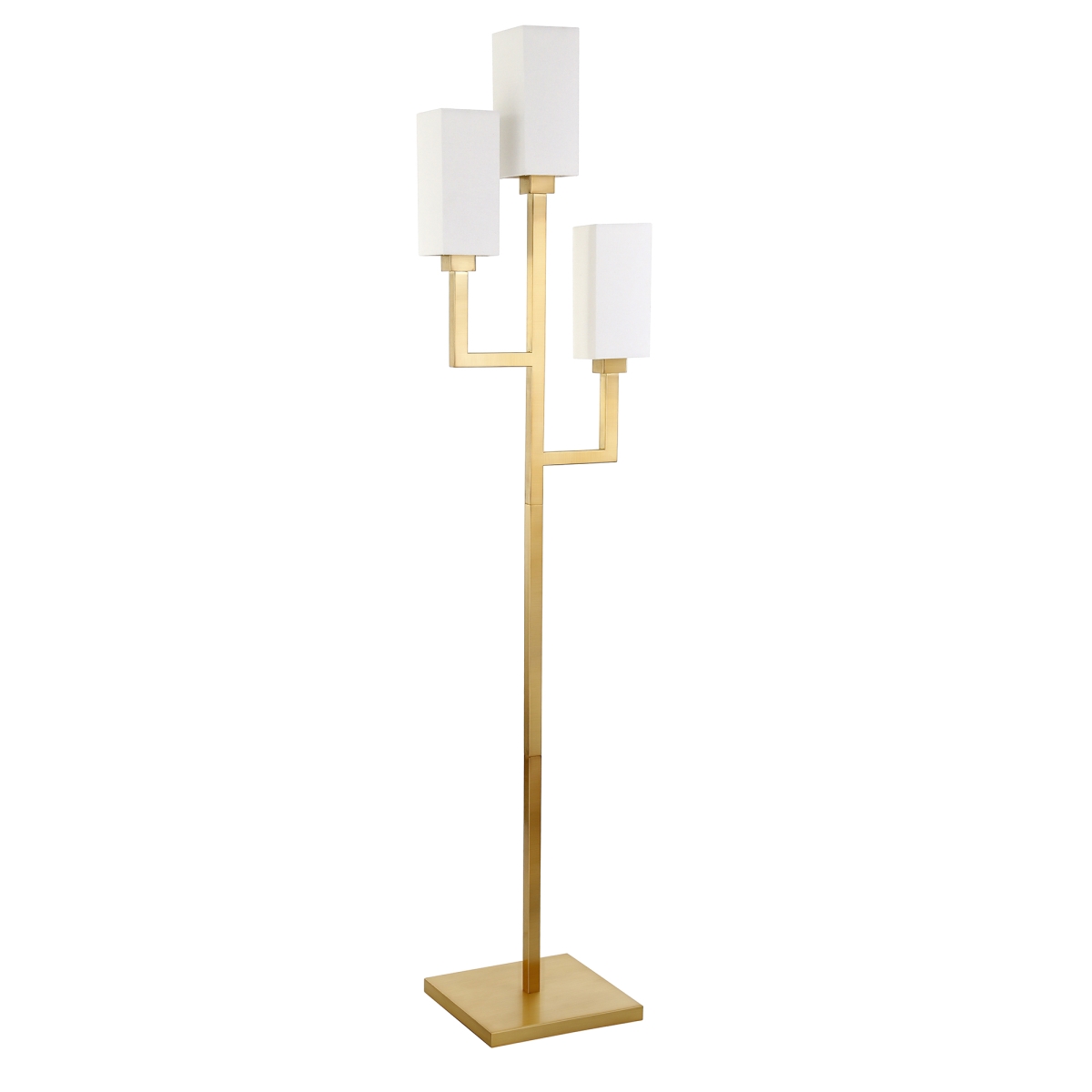 Picture of Henn &amp; Hart FL0601 Basso Brass Torchiere 3-Light Floor Lamp with Fabric Shades