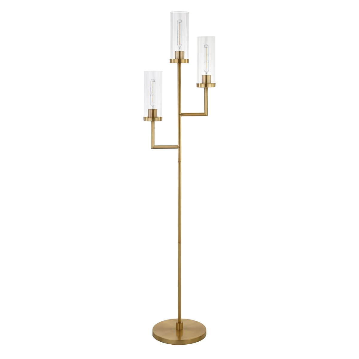 Picture of Henn &amp; Hart FL0603 Basso Brass Torchiere 3-Light Floor Lamp with Seeded Glass Shades