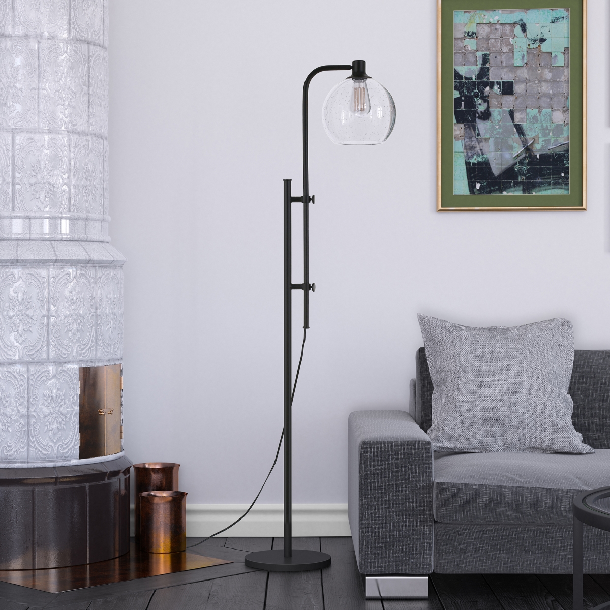 Picture of Henn & Hart FL0117 Antho Height-Adjustable Blackened Bronze Floor Lamp