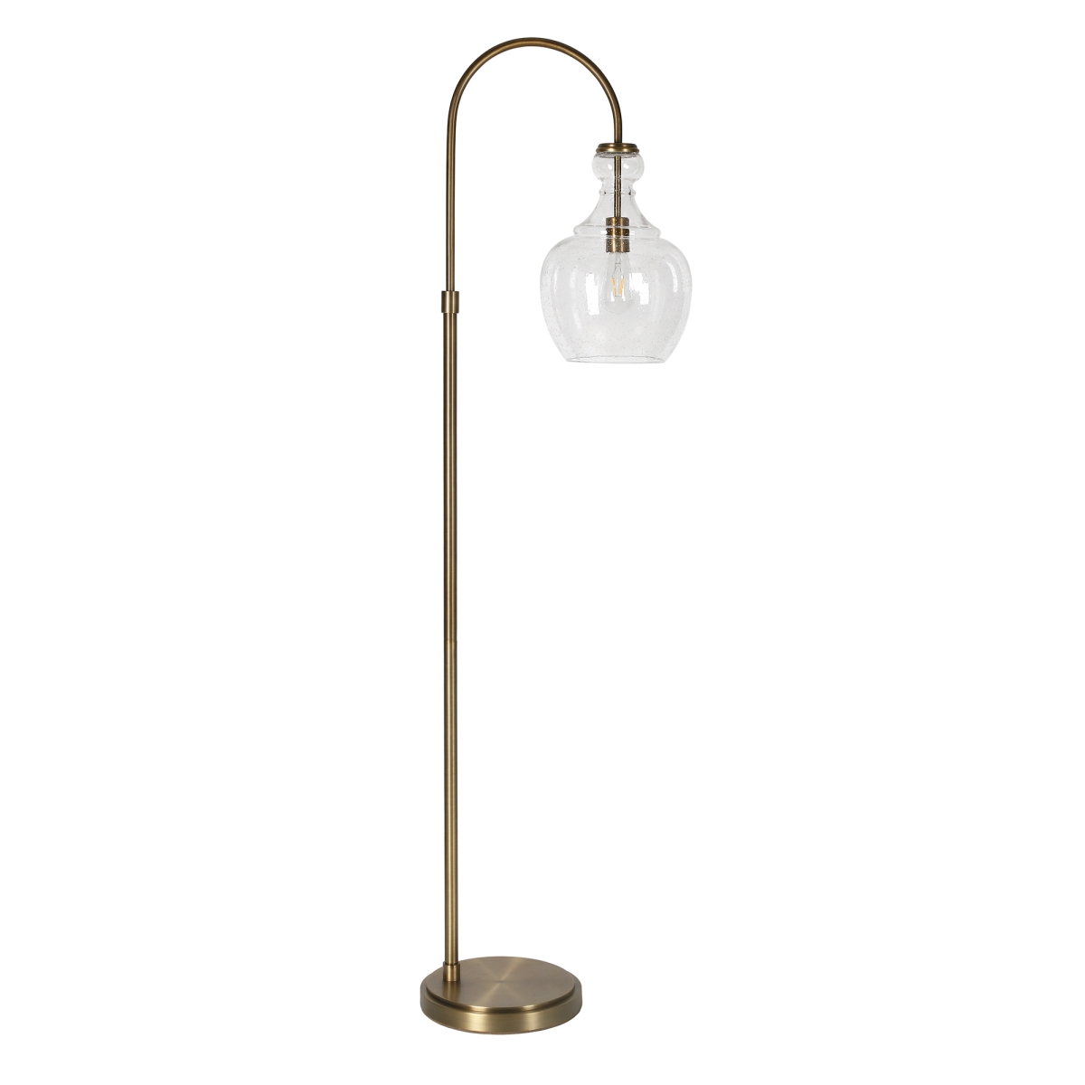 Picture of Henn &amp; Hart FL0266 Verona Brass Arc Floor Lamp with Seeded Glass Shade